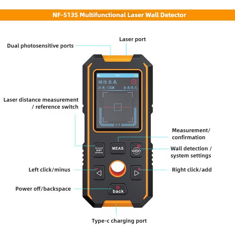 NF-513 Wall Detector Pipeline Reinforcement Metal Positioning Scanner Wall Internal Wire and Hidden Line Detection Equipment