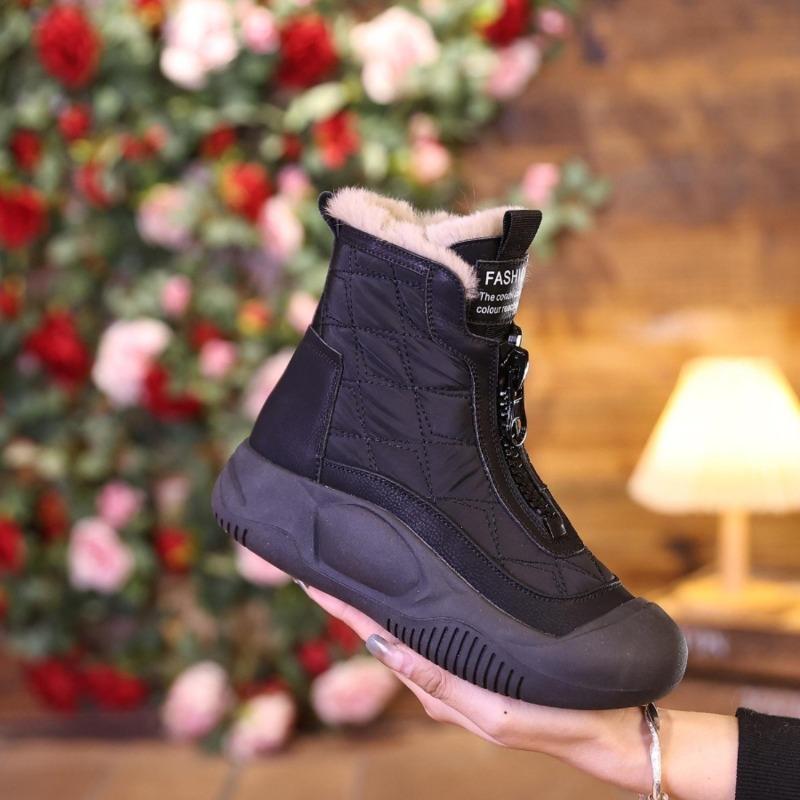 Winter New Cotton Boots Women's Velvet Thickened Leather Cotton Shoes Thick-soled Warm Short Boots Women's Snow Boots Women