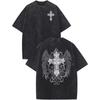 Vintage Goth Punk Gothic Cross Graphic T‑Shirt, Grunge Streetwear Oversized Unisex Casual Short Sleeve Fashion Daily Wear Tops