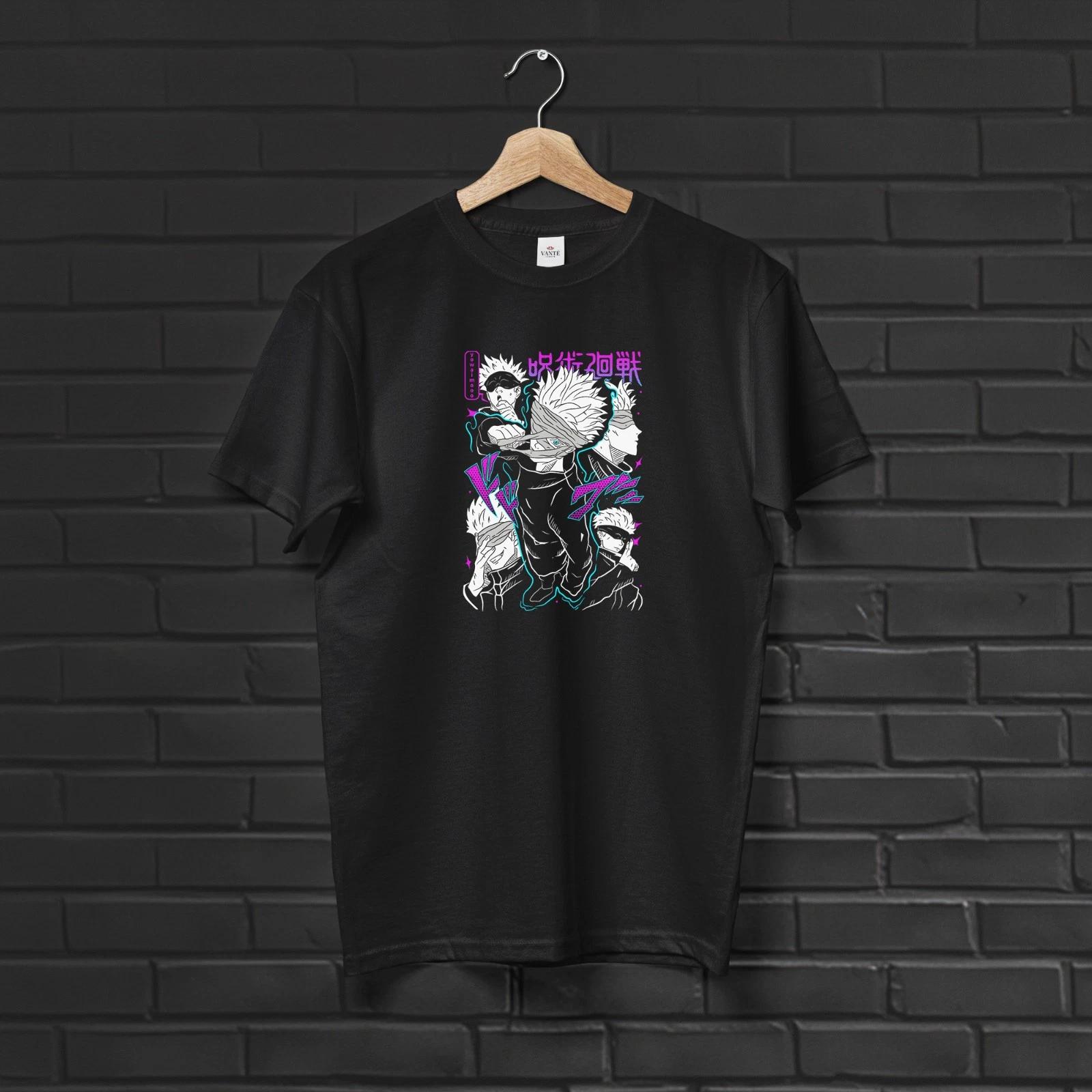 Satoru Gojo Neon Collage T-Shirt Graphic Tee Mens Unisex Cotton Streetwear L