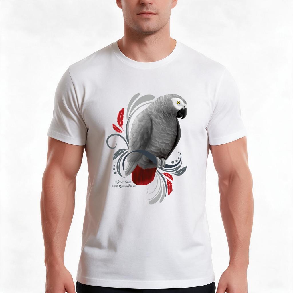 African Grey Parrot Tshirt Summer Casual Cotton Tee Oversized Streetwear Tops Vintage Graphic Print Loose Fit Short Sleeve