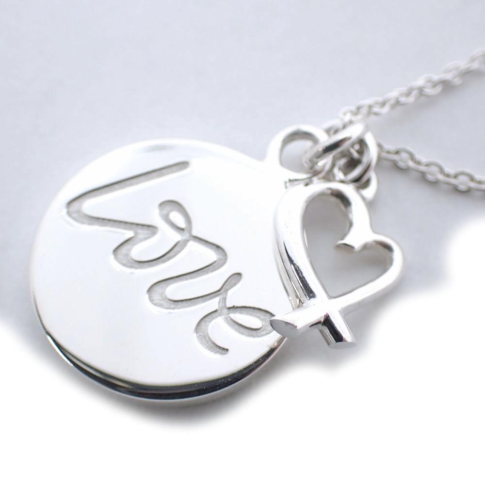 [Pre-owned] TIFFANY 925 LOVE Loving Heart Pendant/Necklace/j7-7