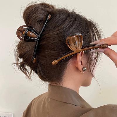New Acrylic Hair Claw Clip Large Size Wood Color Shark Clip Hair Clamps Grab Women Hair Accessories
