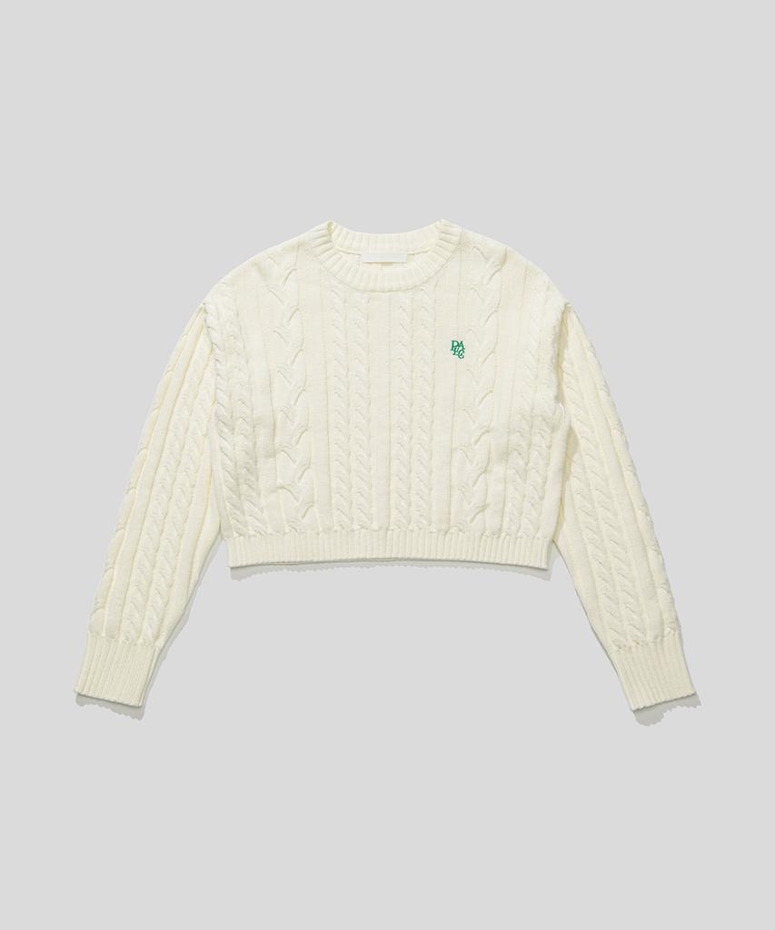 PLAC WOMEN Cable Crop Knit White