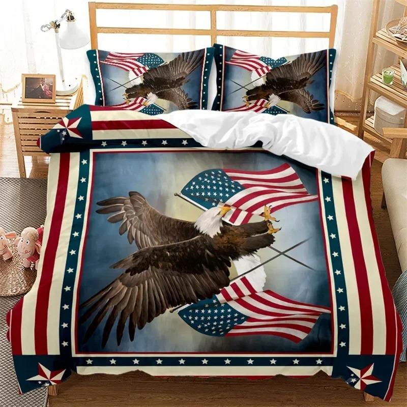 Dynetrekksett med nasjonalflagg King Size Kreativt sengetøy med amerikansk flagg for tenåringer voksne Mikrofiber Enkelt Dobbel Dynetrekk