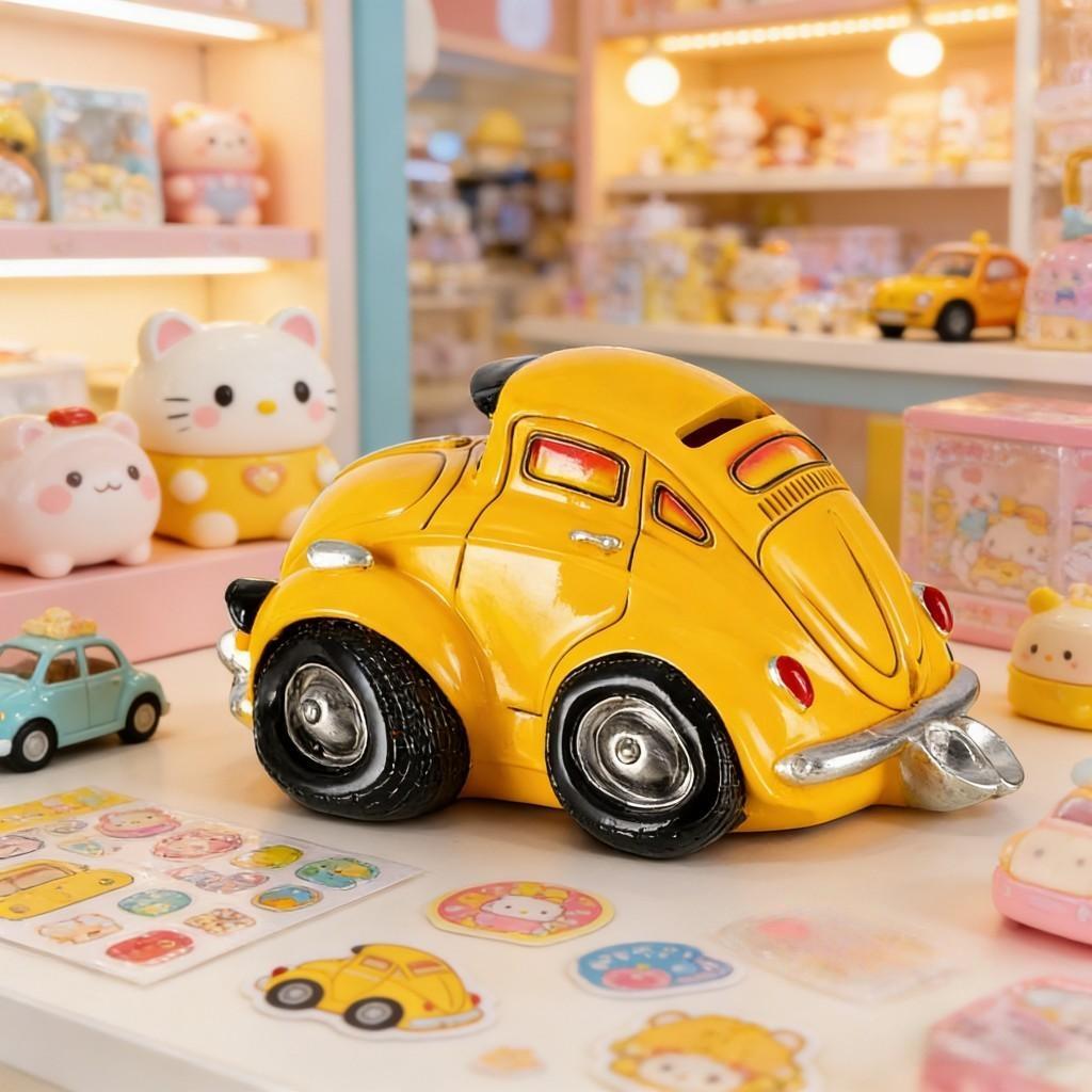 Decorative Beetle Car Model Figurine Collectible Vehicle Home Decor Tabletop Centerpiece Landscape Gift for Car Enthusiasts