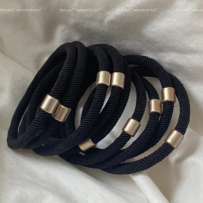 Korean Style High Elasticity Black Hair Tie for Women - Durable, Flexible Rubber Band for Ponytails and Hair Accessories