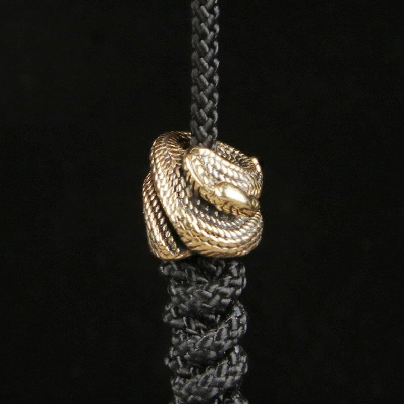 3Pcs Light Weight Snake Shape Lanyard Beads DIY Metal Paracord Beads Unique Parachute Cord Beads for Bracelets Pendants