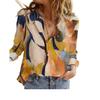 2025 Spring Women's High-Quality Long-Sleeve Printed Button-Down Shirt