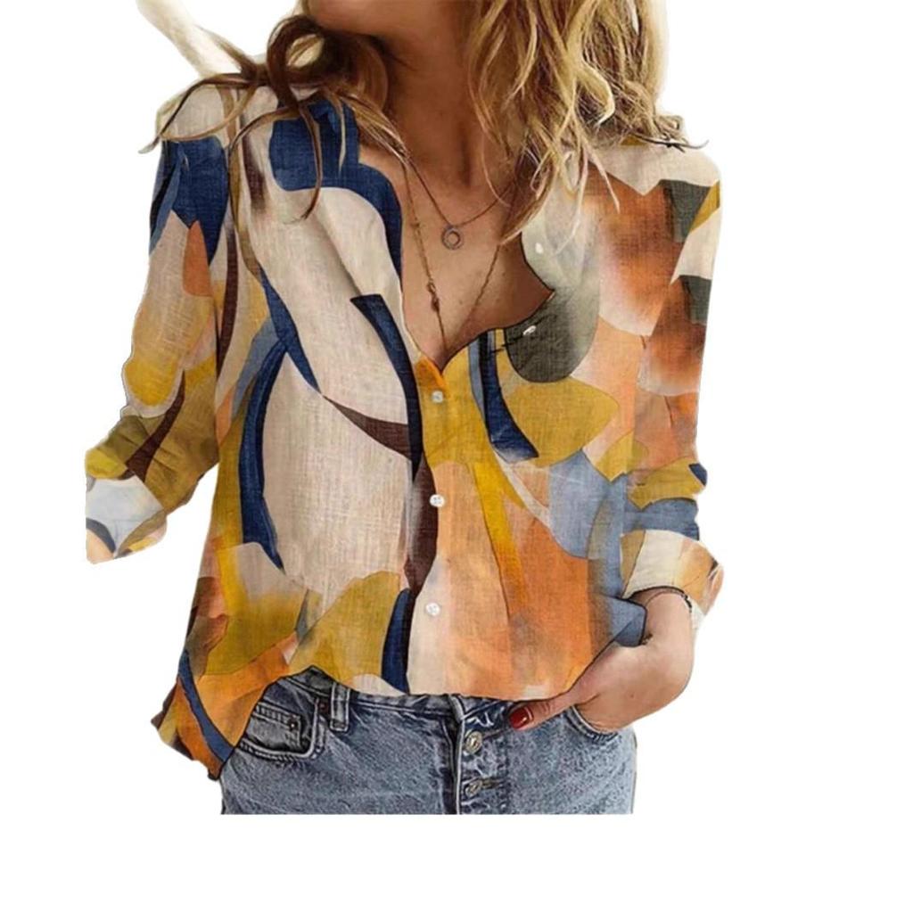2025 Spring Women's High-Quality Long-Sleeve Printed Button-Down Shirt