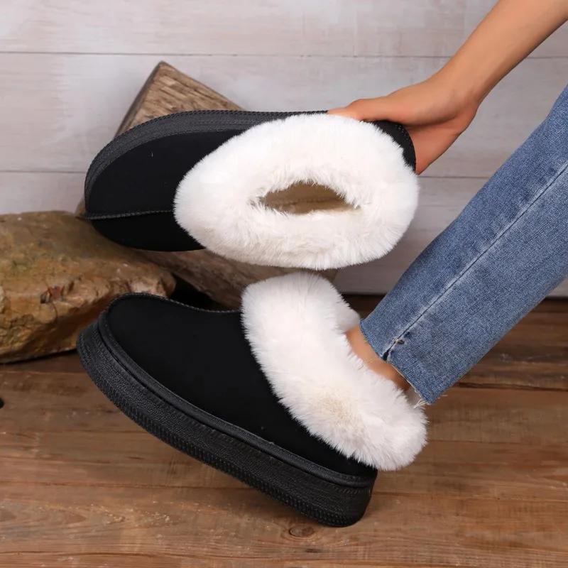 fashion 2024 New Women's Short Plush Warm Snow Boots Casual Shoes Suede Fur Chelsea Ankle Boots Flat Thick Sole Women's Shoes