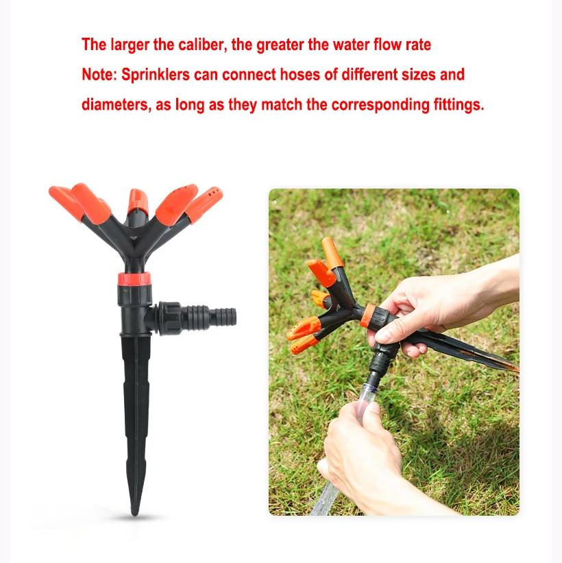 1PC 360° Rotating Pentagonal Sprinkler Automatic Spray Sprinkler Adapter Watering System for Watering Flowers Vegetables Garden Lawn Irrigation