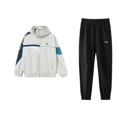 Letter Print Pattern Loose Fit Drop Shoulder Hoodie Long Sleeve Elastic Waist Long Pants Casual Sports Suit Men Suit AYKS467-1+YFDT207-1