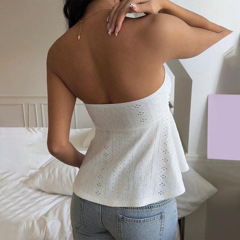 Women's Tank Tops 2026 Summer Slim Fit Sleeveless Backless Women's Strapless Tanks Vest Fashion Elegant Solid Color Drawstring Hot Girts Camis