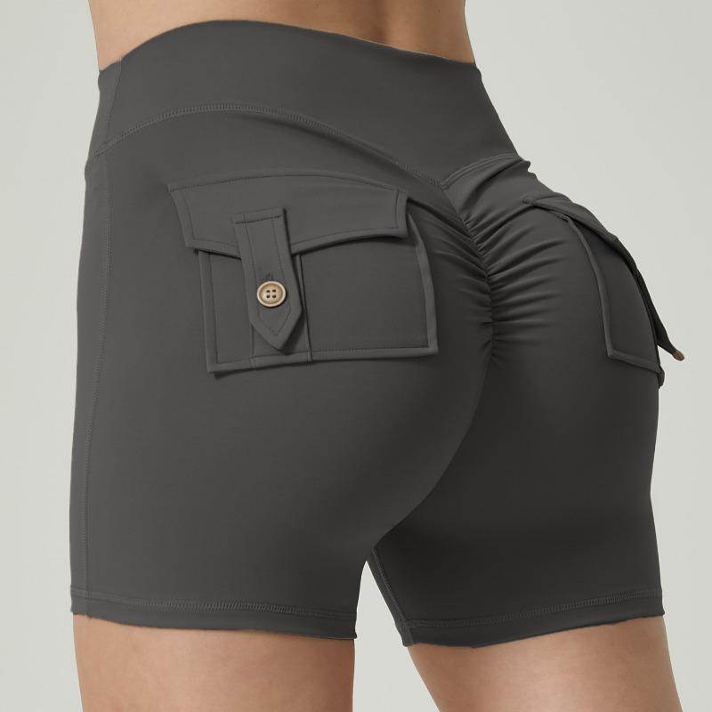 High Waist Pocket Yoga Pants Shorts Sports Women's Hip Lift Peach Hip Flared Fitness Pants