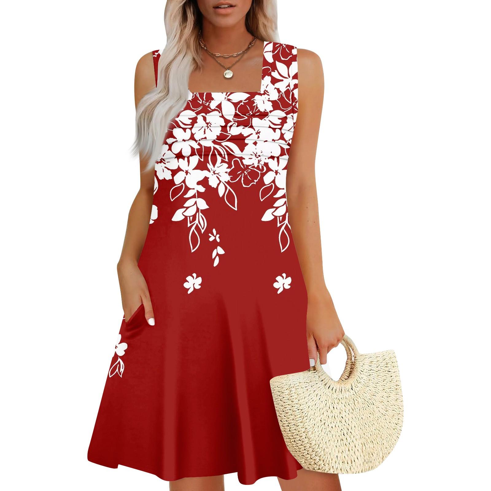 

Женские летние повседневные лепестковые узкие полосатые плиссированные однотонные платья XL красный