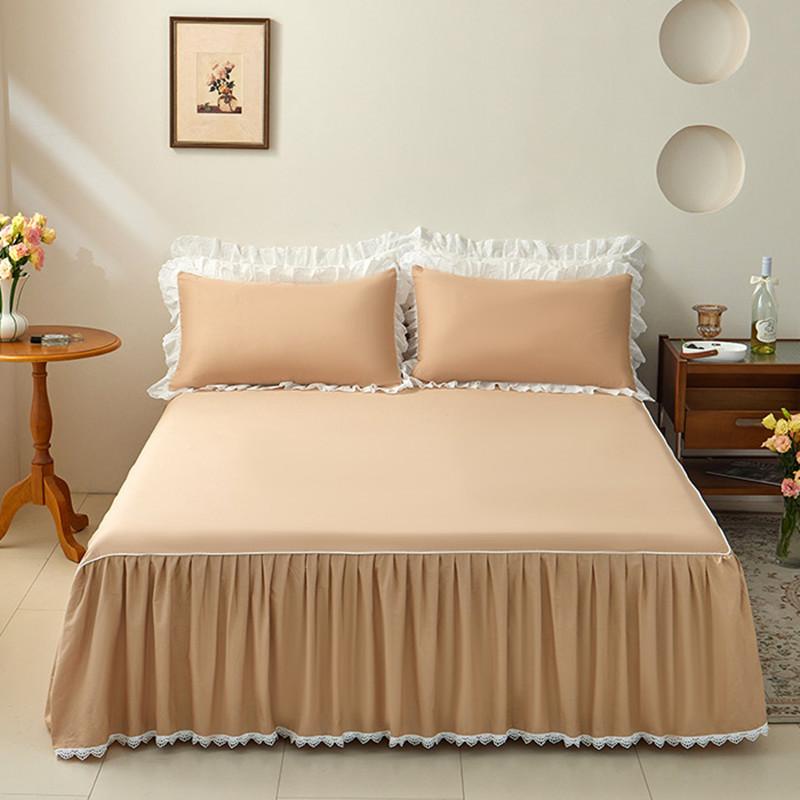 1ks Volán na postel 100% bavlna Přehoz na postel Krajkový styl Přehoz Jednobarevné Ložní prádlo Domácí Potah na matraci falda de cama (Žádný povlak na polštář)