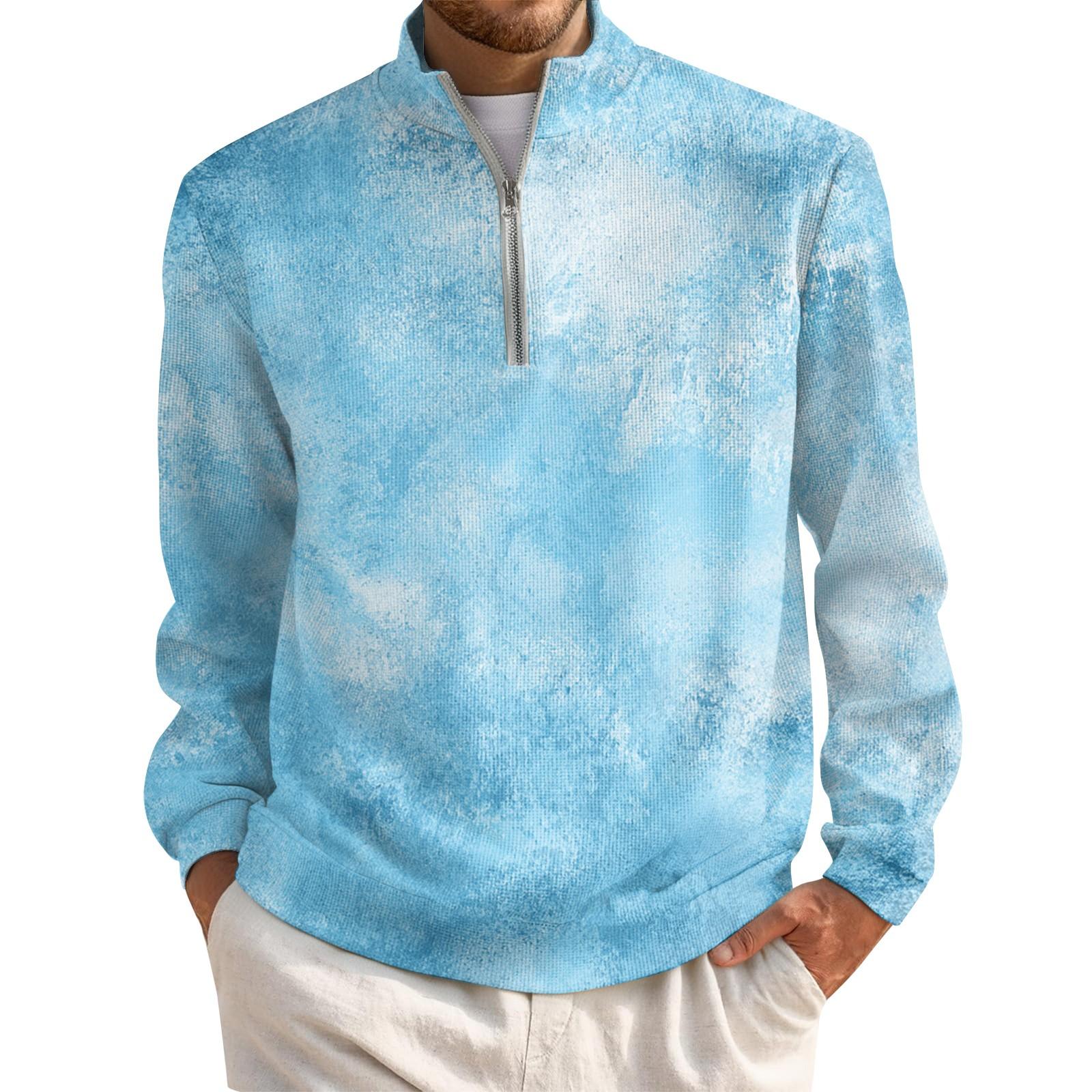 

Мужской короткий пуловер на молнии с высоким воротником и длинными рукавами L