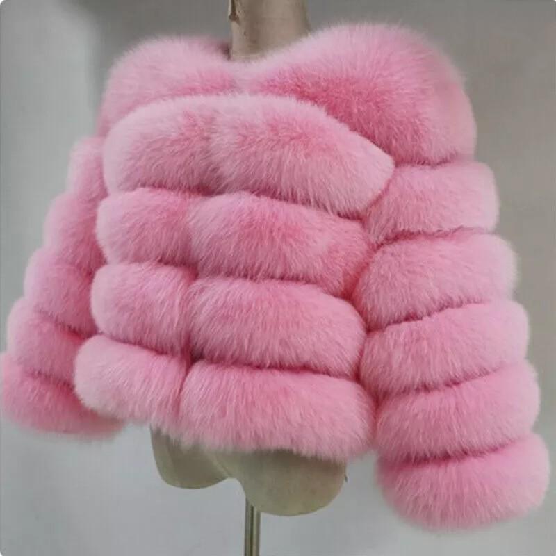 Womens Short Faux Fur Coat Round