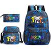 New rhythm box Sprunki music game schoolbag backpack pencil bag three-piece set student heat transfer backpack