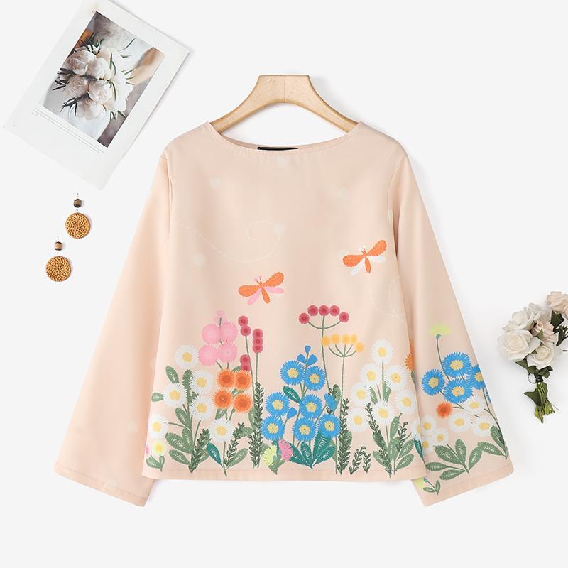 ZANZEA Women Floral Print Casual Round Neck Long Sleeve Blouse