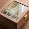 Retro Jewelry Trinket Box Large Capacity Bracelet Storage Boxes Transparent Glass Jewellery Display Cases Wooden Rings Case