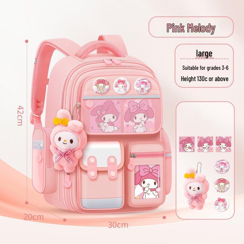 Kuromi Kids' School Backpack: Large Capacity, Spine Protection, Ages 6-12, Grades 1-6