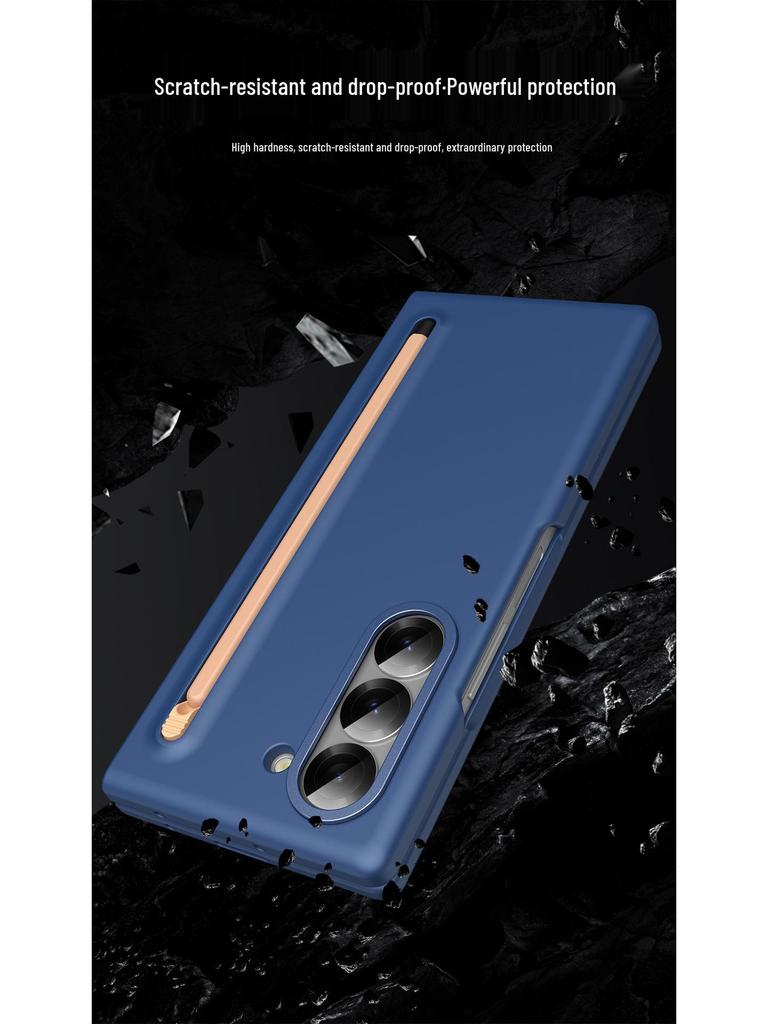 Samsung Z Fold7/6 Case: Cross-border Compatible, Folding Screen, Pure Color, Skin-Feel Design with Stylus Holder