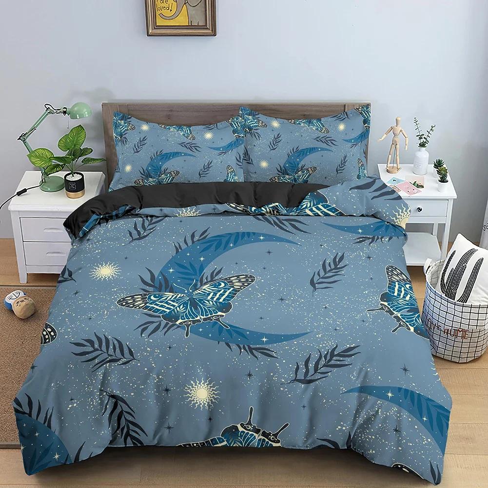 3D Butterfly Print Skin Friendly Comfortable Duvet Quilt Cover Pillowcase Bedding Set Children Bedroom Decoration Home Textile