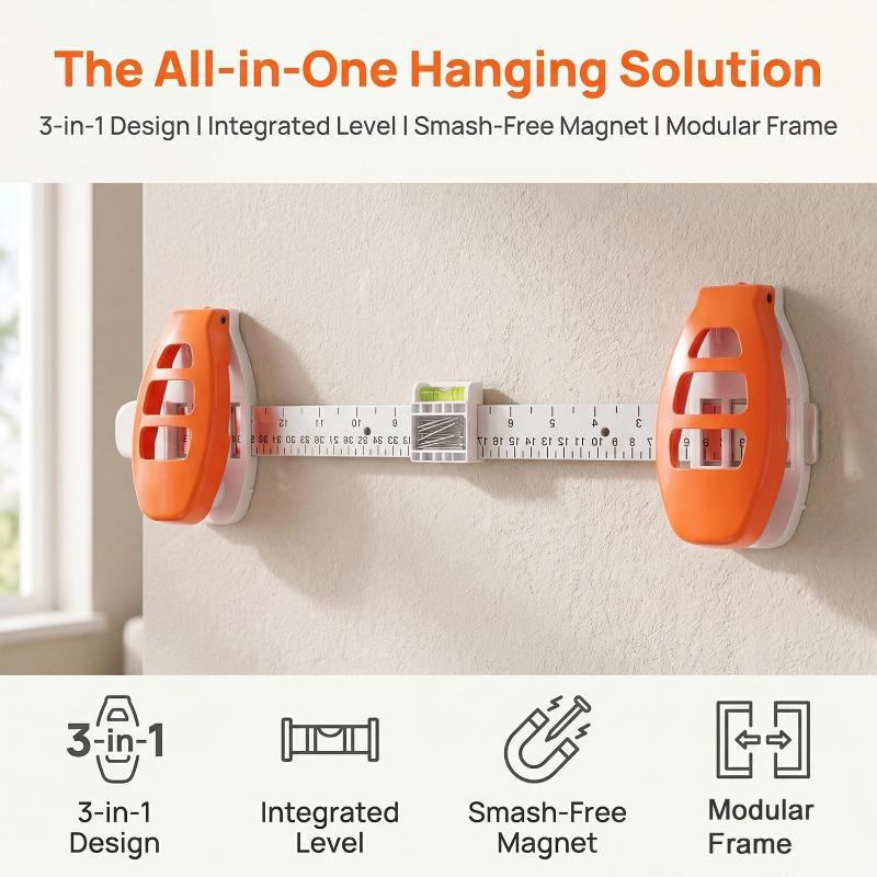 Level Ruler Picture Hanging Tool with Level– Easy Picture Hanging Tool with Built-in Level, Hanging Ruler & Marking System – Perfect Jig for Straight