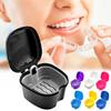 Dentures Case Portable Soaking Denture Bath Box with Strainer Basket Invisible Brace Retainer Mouth Guard Dental Aligner Container Holder