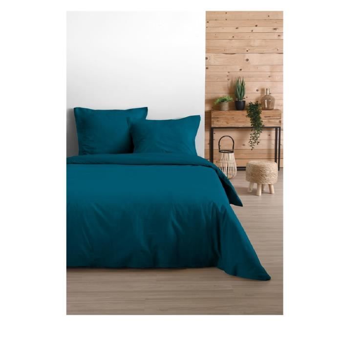 Housse de couette - Oeko-Tex - 200x200 cm - 100% Coton - Bleu pétrole - Lavable 30°