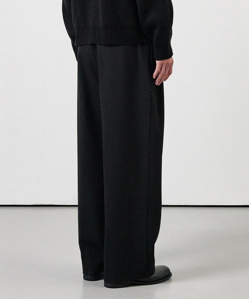 WHOLOVESART [Summer Fabric Added] Double-Pleat Wide Slacks Black