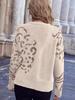 Women's Leopard Print Raglan Sleeve Knit Sweater - European & American Fashion Trend - Loose Fit Pullover with Round Neck