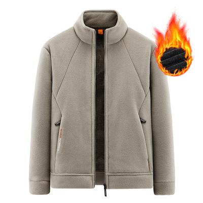 Plus Size Men Autumn and Winter Fleece Jacket with Stand Up Collar and Thick Fleece High-quality Fleece Jacket