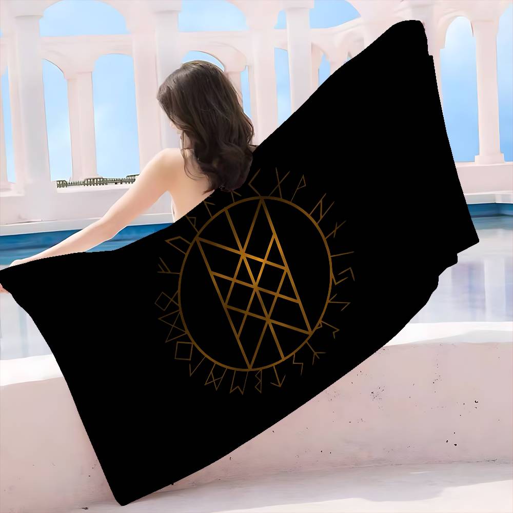 V-Viking Logo V-Vegvisir Asciugamano da Spiaggia Stampato in Microfibra di Lusso Arrampicata su Montagna Yoga Spiaggia Nuoto Corsa Asciugamano Assorbente
