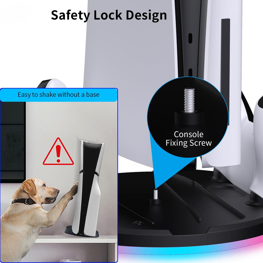 Colorful Luminous Bracket for PS5 Slim Game Console, Optical Version Digital Version Base Bracket for PS5 Slim Game Console