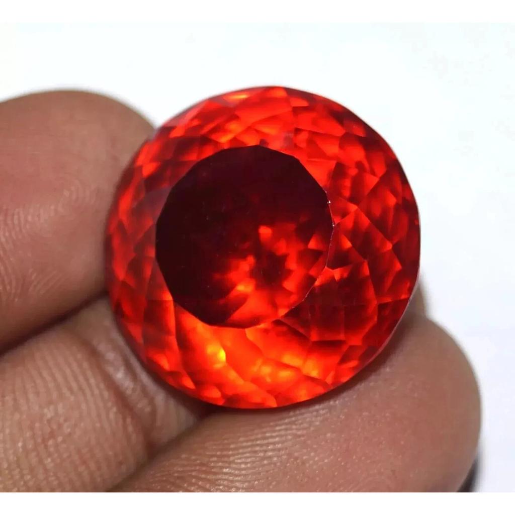 VVS Natural Brazilian Red Zircon Best 100 Ct Round Cut Certified Loose Gemstone