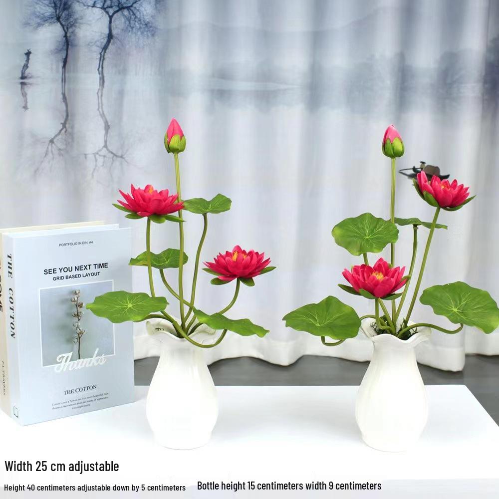 Artificial Lotus Flowers for Buddha Altar, Decorative Silk Bonsai, and Small Guanyin Ornaments