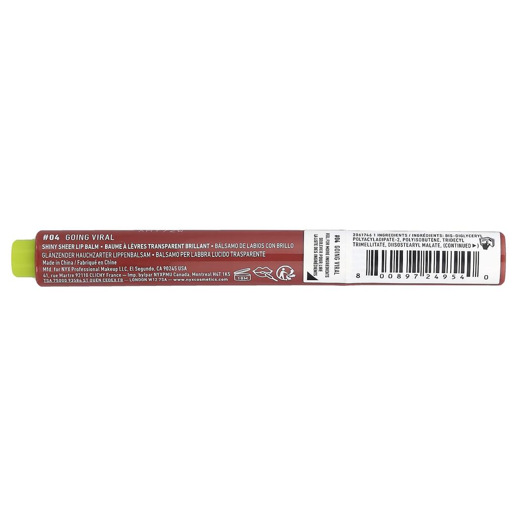 NYX Professional Makeup, Lip Oil Slick Click, Shiny Lip Balm, 04 Going Viral, 2g (0.07oz)