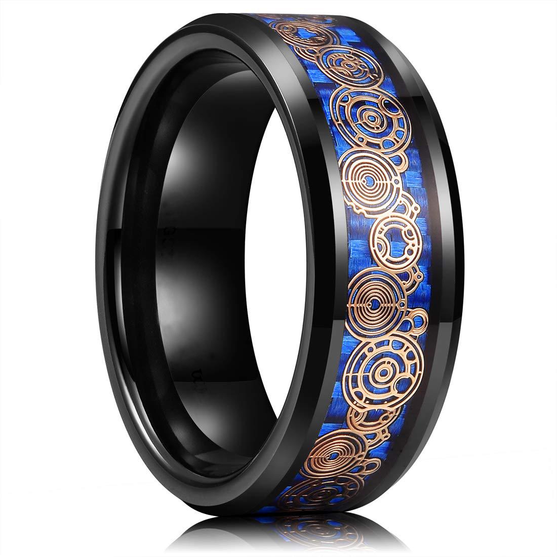 Modischer 8mm Herrenring aus Edelstahl mit schwarzer Karbonfaser-Einlage Ehering Verlobungsring Schmuck Jahrestag Geschenke Dropshipping 8