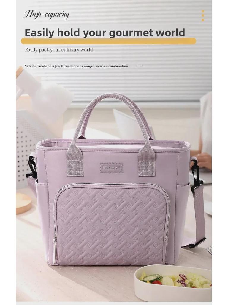 Beilian Large Capacity Insulated Lunch Bag - Portable One-Shoulder Office Picnic Cooler