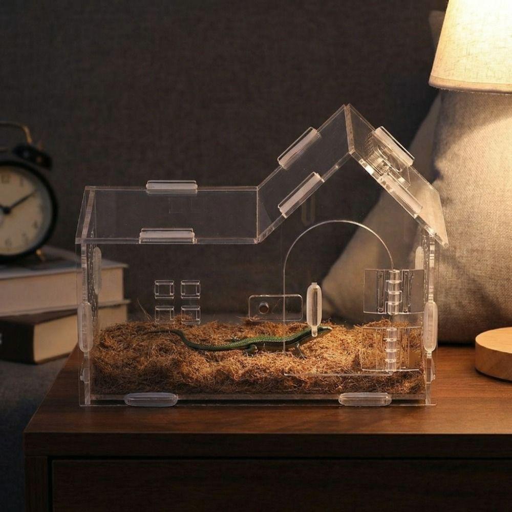 Acrylic Reptile Feeding Box Magnetic Reptile Habitat Box Pet Breeding Container  Breeding