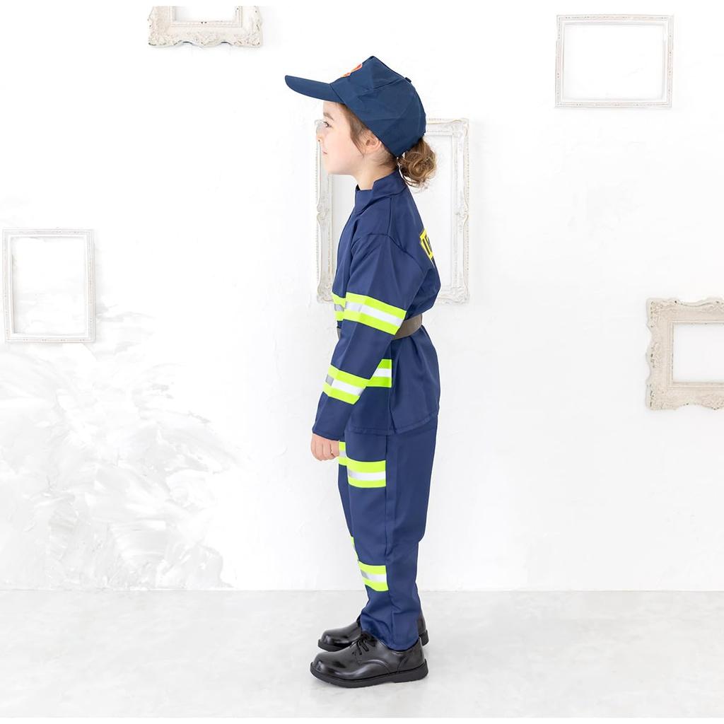 [monoii] Halloween Cosplay Kids Firefighter Costume for Boys, Kids Firefighter Costume, Occupation Costume for Girls, Hat and Helmet Set, E0614
