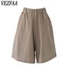 Moda feminina casual cor sólida estampa shorts esportivos de cintura alta