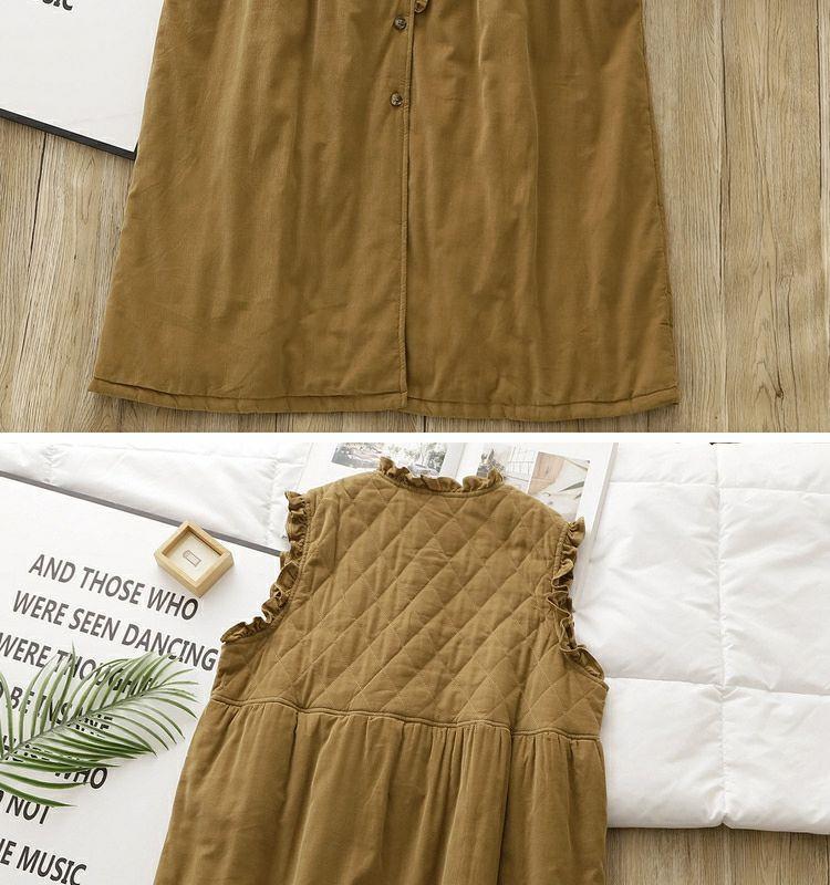Women's Retro Forest-Style Sleeveless Corduroy Maxi Dress