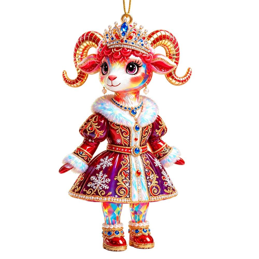 Shining Goat Hanging Ornament Acrylic Animal Hanging Decoration Christmas Tree Ornament Bag Charms