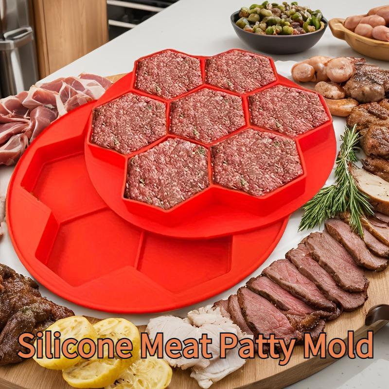 7 Grids Silicone Meat Patty Mold With Lid Honeycomb Rice Fish Beef Patty Mold Meat Tools Kitchen Accessories