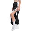 Boys Contrasting Stripe Sweatpants Side Split Press Button Pockets Casual Basketball Sport Trousers