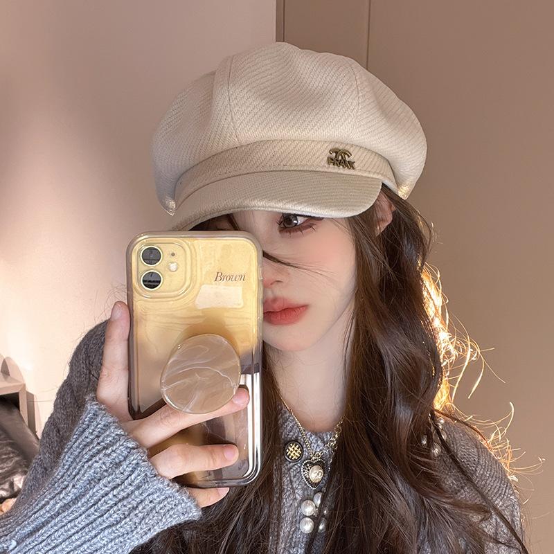 New Autumn and Winter Octagonal Hat Korean Versatile Duck Tongue Beret British Style Baby Hat Women
